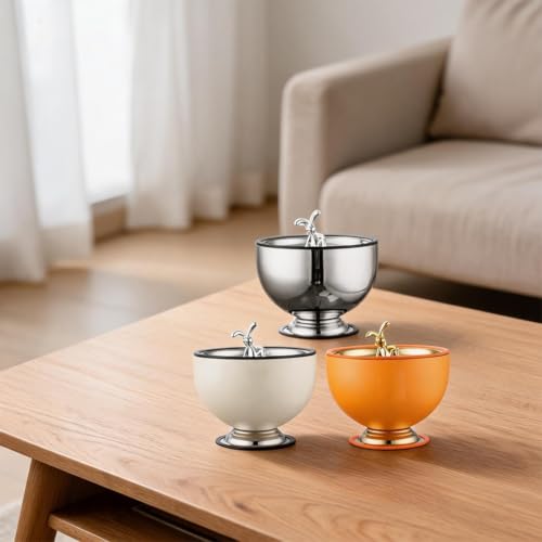 Cubeta de hielo y tazas de acero inoxidable térmicas para postres y salsas, naranja 7