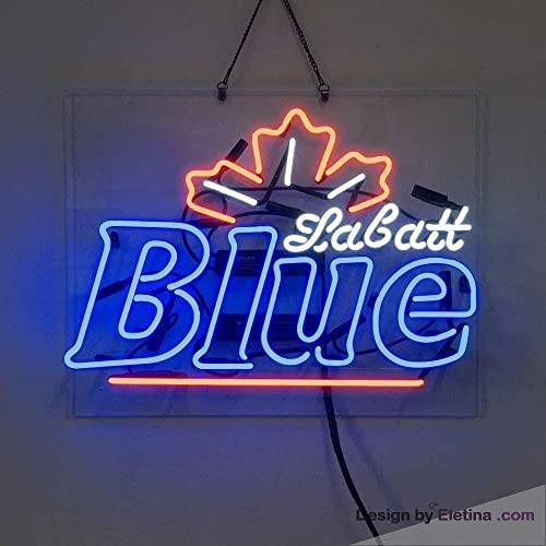 Neon Signs for Wall Decor Labatt Blue Real Led Handcraft Beer Bar Pub Store Party Room Window Display Neon Tubing PVC 14"x17"