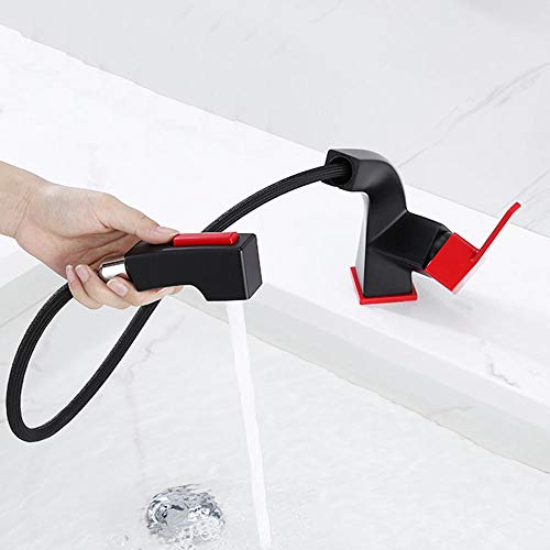Grifo de lavabo mezclador monomando con ducha extensible para agua caliente y fría