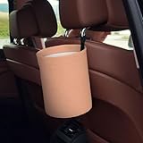 GVYGVY Mini cubo de basura para asiento trasero, diseño retro de rayas naranjas...