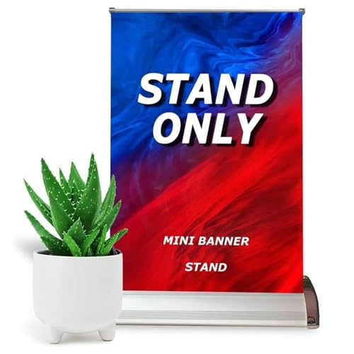 ZORUMOI Mini Retractable Banner Stand Table Stand Only -Top Display Stand Roll Up Banner Offices and Retail Stores Tabletop Retractable Banner