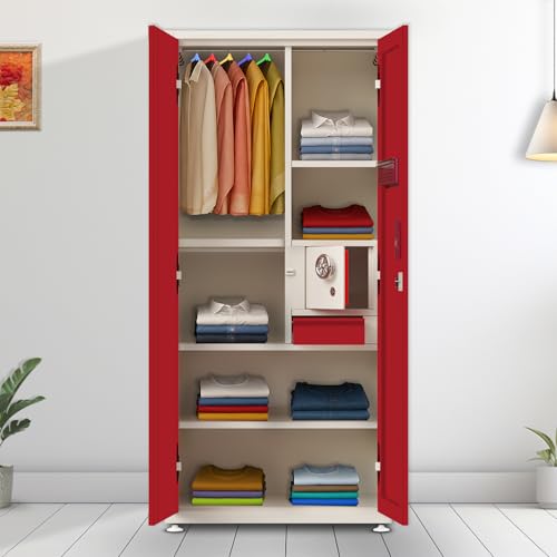 Image of Triveni Rani DARPAN Steel Almirah with Full Mirror, Bangle Drawer & Locker | 10-Year Guarantee on Paint & Lock| 5 Hangers | Powder Coated Finish