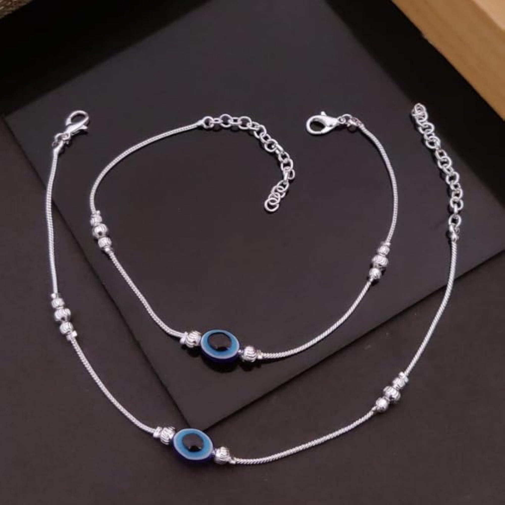 Women's Adjustable Evil Eye Anklet, Protective Nazar Charm