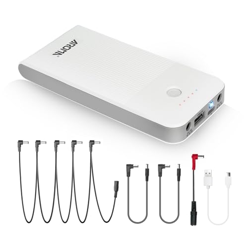 Aroma Rechargeable Alimentation pour Effets Guitare 10000mAh avec Câbles d'alimentation Power Bank pour 9V Pédales de Guitare Basse