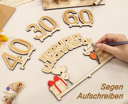Giftota Original 15. Geburtstag Geldgeschenke Holz mit LED Lichterkette, Deko 15 Geburtstag Mädchen Junge, Geburtstagsgeschenk für 15 Jahre Mädchen Junge