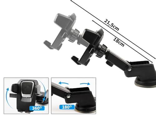 Image of Universal Car Mount - Strong Suction, Double Lock, 360 Rotation, Quick Release, Telescopic Arm, Windshield & Dashboard Compatible for All Mobile Phones. (MXK-525)