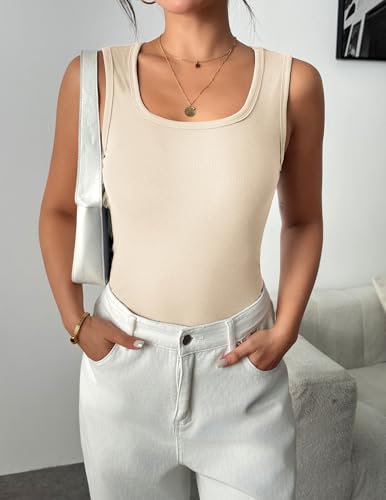 Zeagoo Womens Summer Tops Square Neck Ribbed Tank Tops Slim Fitted Racerback Sleeveless Shirts Basic Casual 2 Pack3