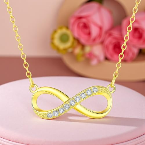 Image of Nilu's Collection Infinity Pendant Necklace with American Diamond Stones For Women| Lightweight | Anti-Tarnish | Anti- Tarnish | Office Wear