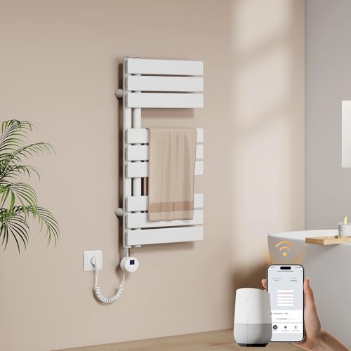 EMKE WiFi Electric Towel Radiator 762 x 400 mm - Flat B...