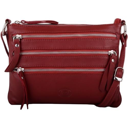Sac à bandoulière en cuir véritable souple rouge foncé anti usure