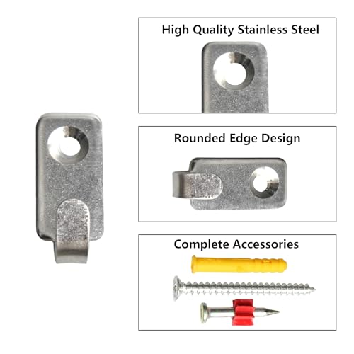 Image of 12PCS J-Shape Wall Mount Hooks, Stainless Steel J Hook, Heavy Duty Single Hole Hanger, Mini J Hook for Hanging Mirror Picture Frames