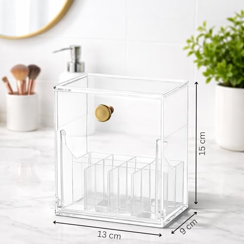 Image of KREPS Makeup Brush Holder with Lid,360 Rotating Makeup Organizer, Nail Polish Perfume Lipstick Pen-Pencil Paint Brush Stationary Organizer, Multifunctional Dressing Table Storage (Crystal Clear)