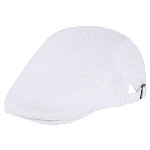 ZHENXI Fashion Breathable Mesh Summer Beret Hat - Newsboy Cap,Beret Ivy Cap, Flat Soft Flat Cap Duckbill Hat White