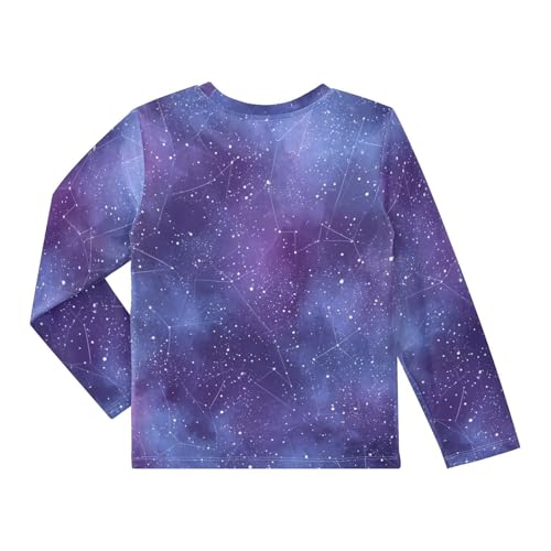 Image of Kids Universe Starry Galaxy Long Sleeve Rash Guard Shirt Space Shiny Swim Shirt for Boys Girls UPF 50+ 3-12T