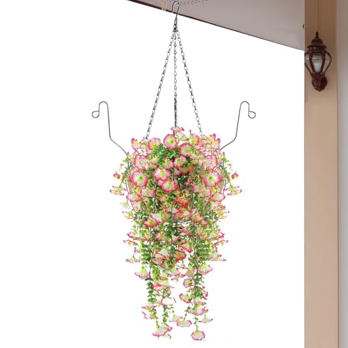 Fleurs artificielles extérieures et panier suspendu de porche