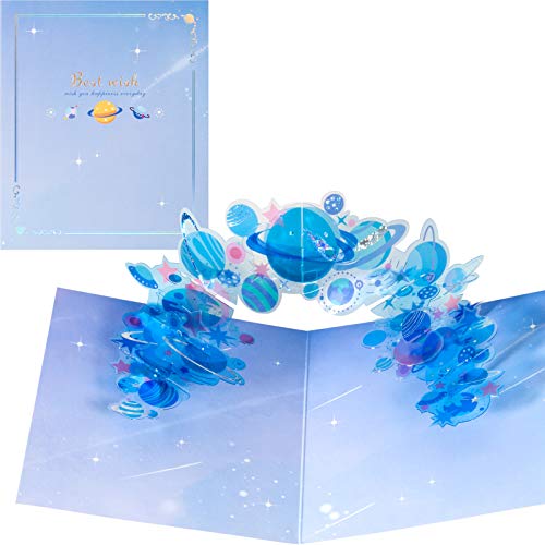 ANEWISH 3D Pop-up Planeta feliz cartão de aniversário, cartão de graduação, cartão de convite cartão de aniversário, cartão de agradecimento com envelope para a sua família, amantes, amigos ou colegas