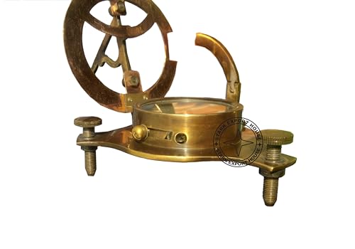 Brújula antigua redonda de bronce con reloj de sol de 2.5 pulgadas, ideal para regalo con caja de madera miniatura 4