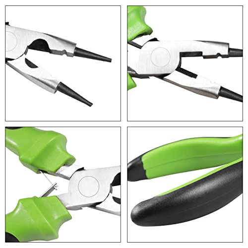 Image of 5 Inch Round Nose Pliers Wire Cutter 3-in-1 Mini Precision Pliers Wire Looping Pliers with Spring Jewelry Beading Tool Wire Looping Wrapping Beading Cutting for DIY Jewelry Making
