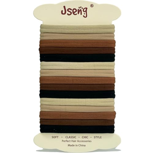 Jseng 15 lazos para el cabello ultrasuaves, bandas elásticas sin costuras, accesorios duraderos que no dañan el cabello, color marrón clásico para todo tipo de cabello