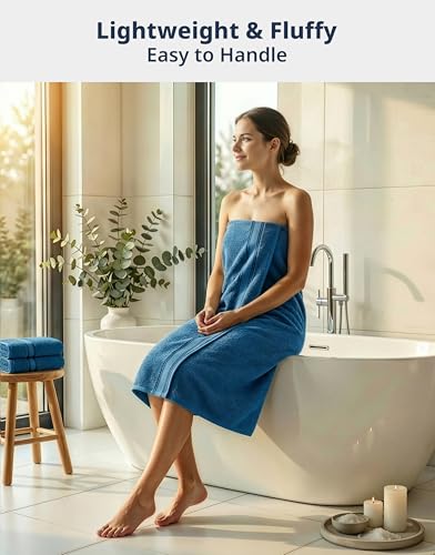 Image of LANE LINEN 100% Cotton 4 Pack Bath Towels Set (28 inchx54 inch) - Zero Twist, Large Cotton Towels for Bathroom - Quick Dry, Soft & Absorbent Bath Towel Set - Pre Shrunk, Wide Variety of Colors - Sea Port