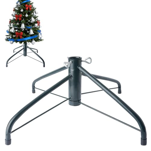 AddGrace Soporte plegable para árbol de Navidad, soporte de árbol de metal, se adapta a poste de 1.25 pulgadas para decoración del hogar (verde) 49.8 cm