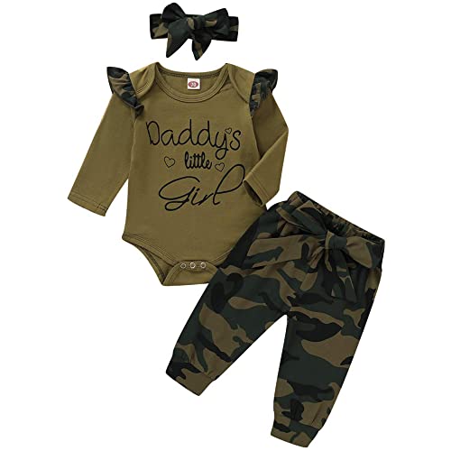 Image of nilikastta 3PCS Newborn Baby Girls Clothes Infant Fall Outfit,Romper Bodysuit Long Sleeve Tops Jumpsuit