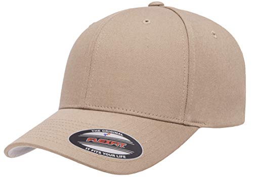 Flexfit Cotton Twill Fitted Cap, Brown, S/M