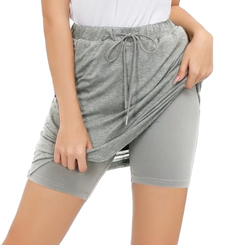 JACK SMITH Plus Size Exercise Skirts for Women Casual Breathable with Pockets Drawstring(3XL,Light Gray Heather) - Thumbnail 2
