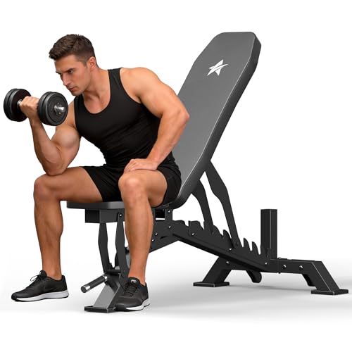 Image of Weight Bench, Adjustable Workout Bench for Home Gym Full Body Workout, 1300LBS Weight Capacity Bench Press, Flat /Incline Bench with 33 inch Extra-Long Backrest & Wheels