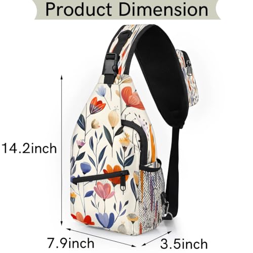 Bolso tipo sling unisex con diseño floral para viajes y senderismo miniatura 2
