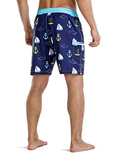 Unitop Men's Swimwear Breathable Summer Holiday Printed Board Shorts Blue-319 34 #TOP3