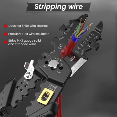 Image of 25-in-1 Multifunction Wire Stripper and Crimping Tool | Stainless Steel Cable Cutter, Wire Puller, Looping, Splitting & Electrical Stripping Pliers for Electricians, Technicians & DIY Wiring