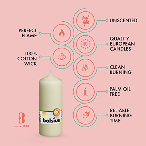 Bolsius 10 Ivory Pillar Candles - 2.25 X 6 Inches - Premium European Quality - Individually Wrapped - 42 Hours Burn Time - Dripless Smokeless Unscented Dinner, Wedding, Party, & Restaurant Candles #TOP2