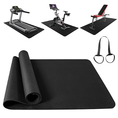 Bike Mat Compatible with Peloton Bike,Elliptical,Treadmill Mat, 6mm Thick, Under Exercise Bike Trainer Pad for Indoor Stationary Spin Bike Gym Equipment Hardwood Floor Carpet Protector