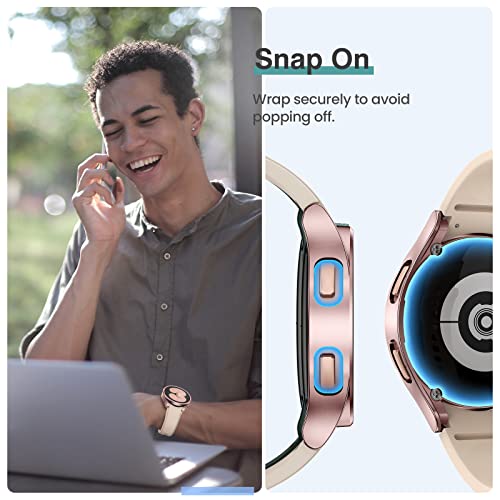 Image of Tensea [4+4Pack for Samsung Galaxy Watch 5 44mm 2022 / Galaxy Watch 4 44mm 2021 Screen Protector Case Accessories, Hard PC Bumper /HD Anti-Fog Tempered Glass Protective Film, Face Cover Set