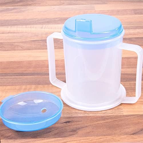 Wolvex 2 Pack Drinking Beaker Non Spill Cup for Disabled Adults - Easy Grip Handles - Drinking Beaker/Mug/Cup Elderly Adult Beaker Sippy Cup for Disabled Adults Easy Grip Handles Anti Splash Spout