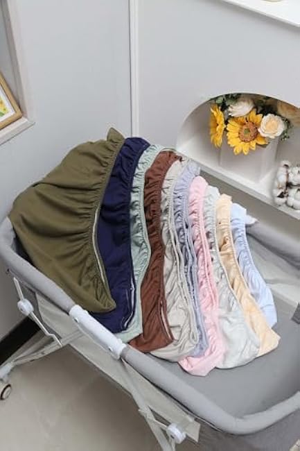 Onacosht 100% Organic Cotton Bassinet Sheets 33 x 19 Compatiable with Baby Delight Beside Me Dreamer Bassinet & Mika Mikcy Bedside Sleeper, Jersey Knit, 2 Pack Olive and Sage