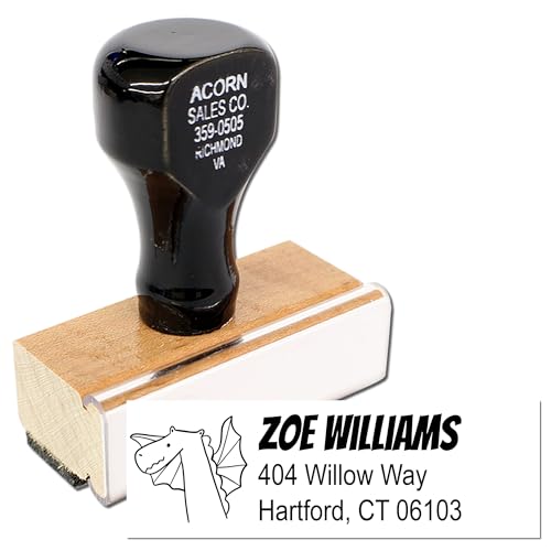 Dragon Delight Cartoon Animal Wood Handle Return Address Stamp - for Mail