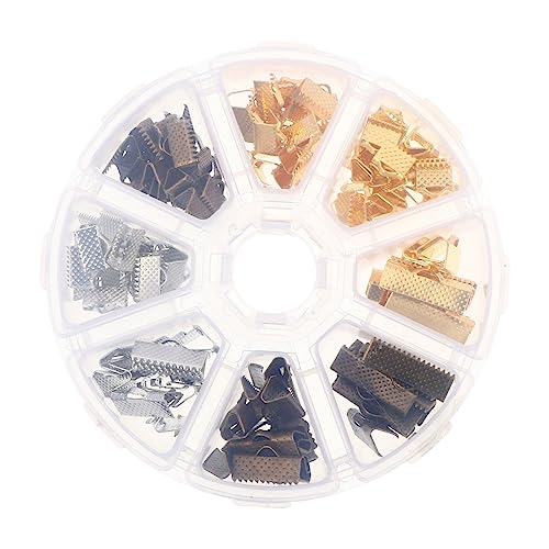 Homoyoyo Metal Jewelry Clamps 135pcs Ribbon Ends Clips Jewelry Fasteners Clasp for DIY Craft Projects