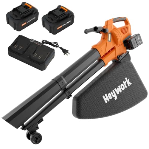 HEYWORK 40V Cordless Leaf Blower Vacuum, Brushless Leaf Mulcher