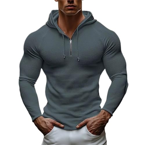 Cambkatl Men's Quarter Zip Knitted Hoodies Long Sleeve Slim Fitted Pullover Fall 2025 Sweatshirt Workout Casual Tshirts