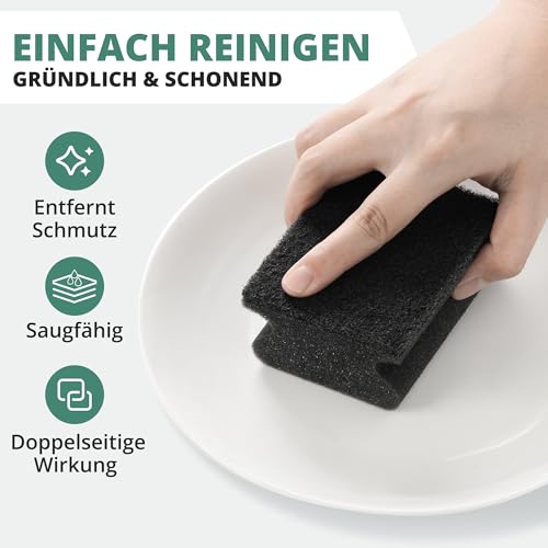HOMELYN Spülschwämme 10er Pack, 4x7x9 cm I Schwarz I Zweilagig, Weiche Seite & Scheuerseite I Für Töpfe, Pfannen & Geschirr I Küchenhelfer I Reinigungsschwamm I Küchenschwamm I Putzschwamm