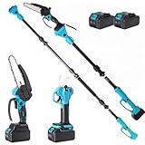 Mini-Kettensäge mit Akku und elektrischer Astschere, 4-in-1, elektrische Baumsäge mit 2 Batterien, 180°-Winkel, maximale Arbeitsreichweite bis zu 4,5 m