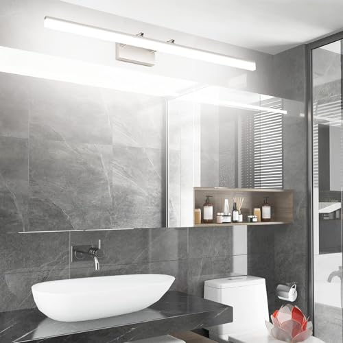 Image of Aipsun 40 inch Modern Brushed Nickel Vanity Light Adjustable LED Bathroom Light Fixtures Over Mirror Rotatable Vanity Lighting 5500K