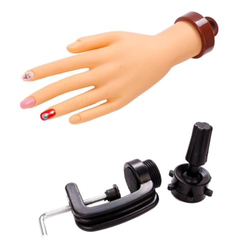 PLAFOPE Main D’entraînement avec Support de Fixation, pour Salon en Pvc Flexible Modèle Réaliste pour Manucure et Usage à Domicile