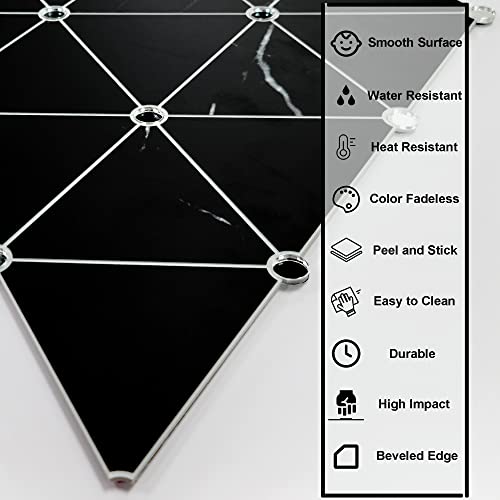 The Tiles Plaza Diamond Marble Backsplash Peel And Stick. Glass Mirror Stick On Tile For Kitchen Bathroom Fireplace. Black Stone Wall Tile, 1 Sheet #TOP1
