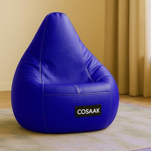 Image of XXL Teardrop Leatherette Bean Bag Chair Cover Without Beans, Livingroom, Bedroom, Garden, use for Indoor Gaming and Reading Chair, (Blue, XXL, Solid)