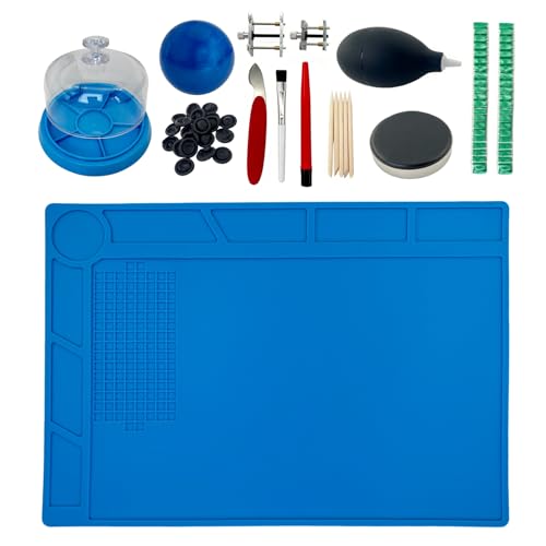 Professional 13Pcs Watch Cleaning & Repair Kit for Seiko NH35/NH36 Universal Case Opener Ball & Pry Knife Dual Movement Vices Cleaning Putty Pegwood Scratch Remover Brush for Mechanical Watches