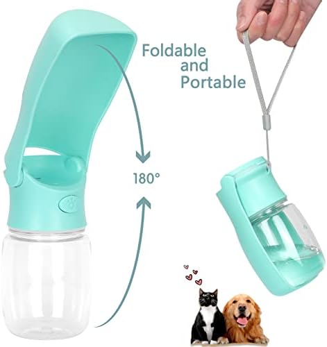 WWW Foldable Dog Water Bottle, Portable Pet Water Bottle with Drinking Feeder, Leak Proof Food Grade Plastic Dog Water Dispenser for Outdoor Walking, Hiking, Travel, Blue