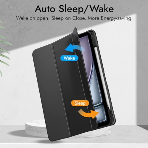 Image of Robustrion Case Cover for iPad Air 11 Inch Cover M4 / M3 / M2 / iPad Air 5th Generation /Air 4th Gen Hybrid Case with [Pencil Holder] for iPad Air 11 inch M4 / M3 / M2 / Air 4th 5th Gen - Black